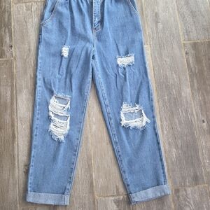 Stylish Blue Distressed Women Jeans